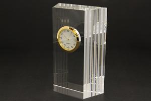クリアブロッククロック：ガラス製置時計【】