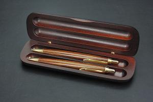 Ａ31-03木軸ケース入り木製ボールペン、シャープペンセット レトロ